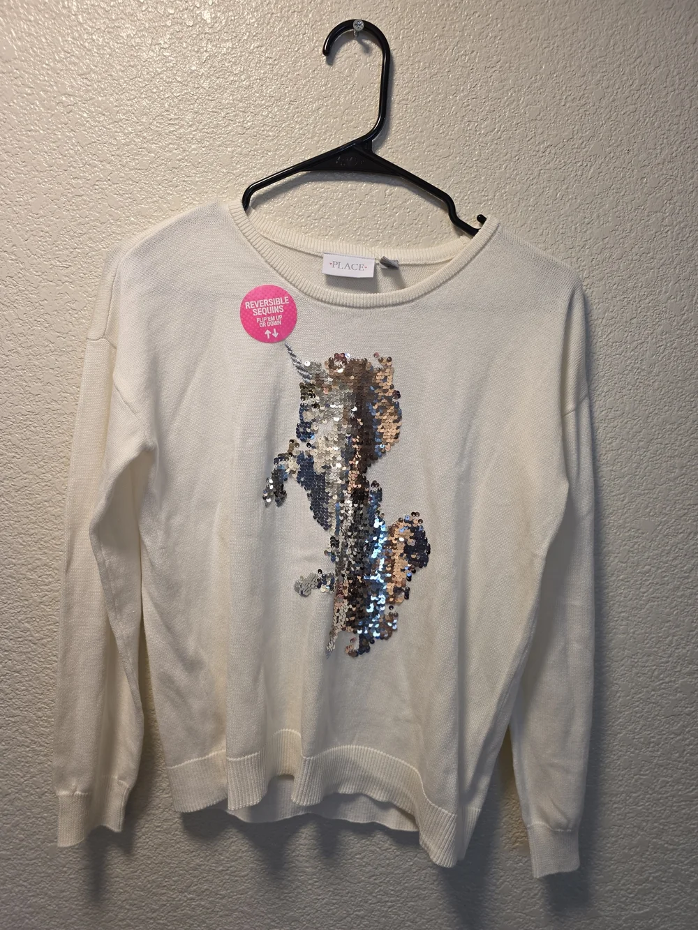 The Children's Place Cream Sweater with Reversible Rose Gold & Silver Sequins